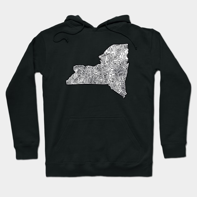 Upstate New York Map Hoodie by calenbundalas